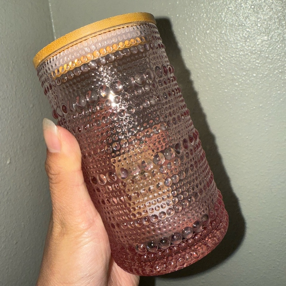 Pink Textured Glass Jar